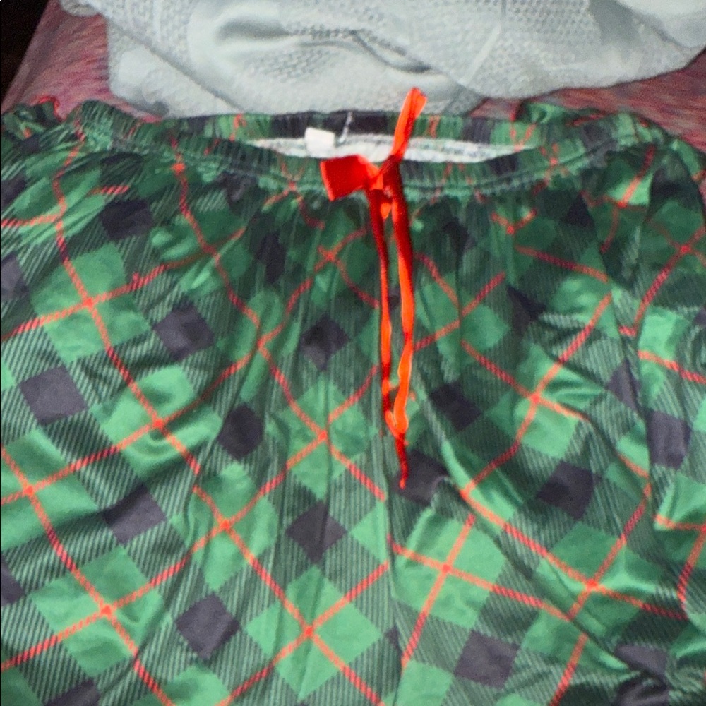 Green and Red Plaid Pajama Pants